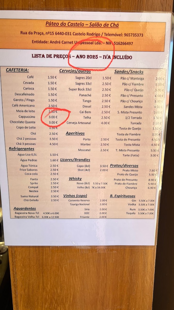 Páteo do Castelo - Casa de Chá- Menu - 1