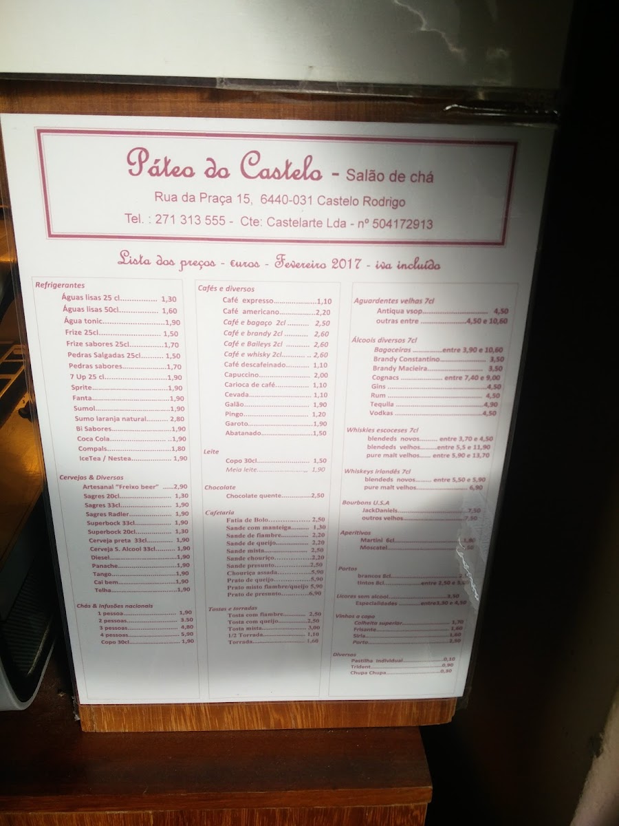 Páteo do Castelo - Casa de Chá- Menu - 2